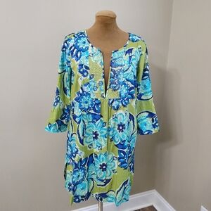 New york company dress size M 100% cotton light weight shirt cover up Sheer